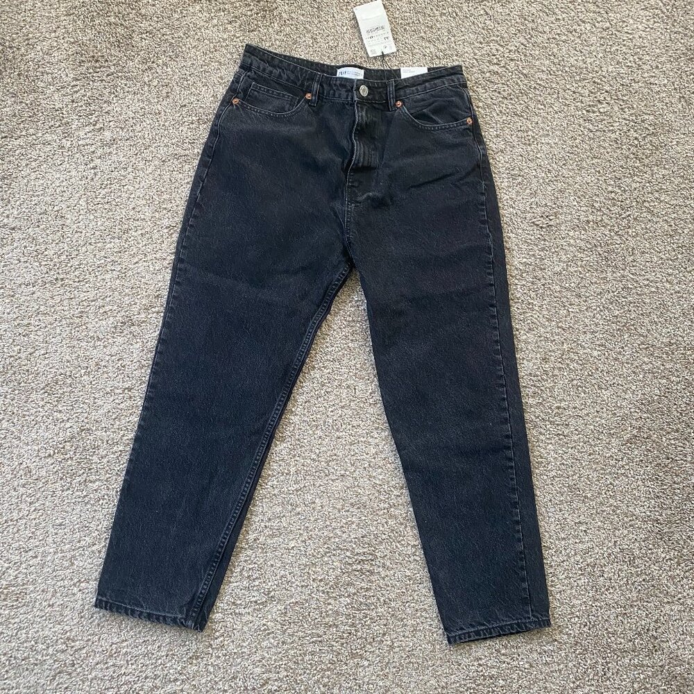 ZARA High-Rise Ankle-Length Jeans – Black Wash – Size US 12 / EUR 44 – NWT